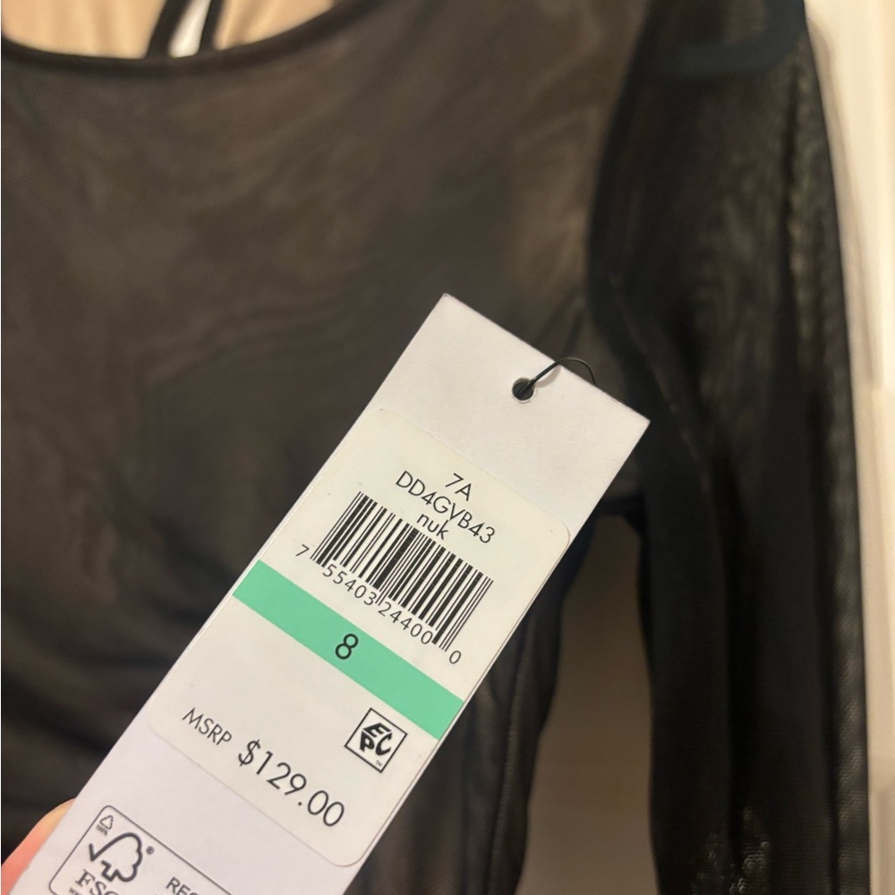 DKNY - Black Long Sleeve Mesh Dress NWT - Picture 2 of 4